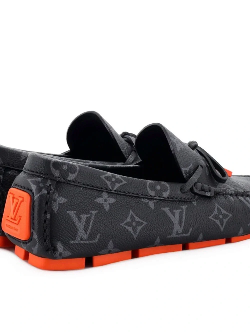 Men's LV Driver Moccasin Loafers Monogram Eclipse Leather 10.5